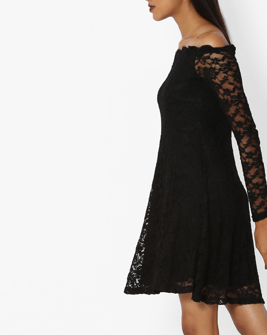 black lace off shoulder dress