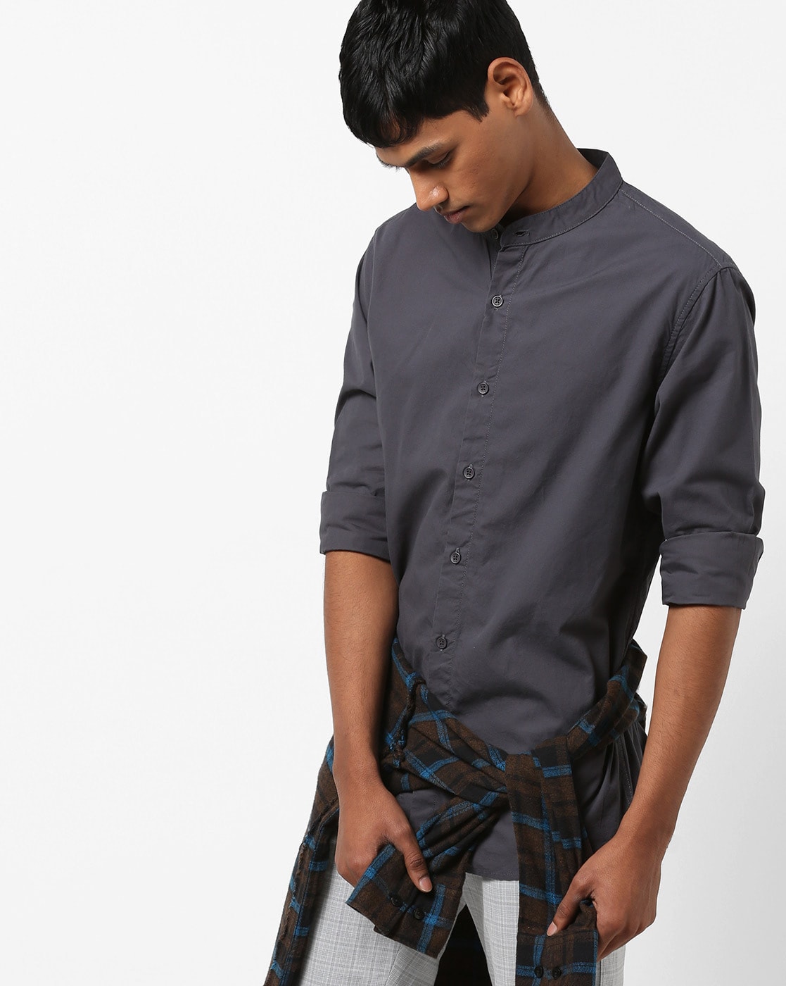 charcoal color shirt