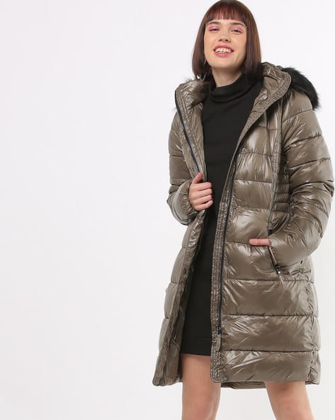 Vero Moda Grey Hooded Puffer Coat Buy Vero Moda Zippered Hooded