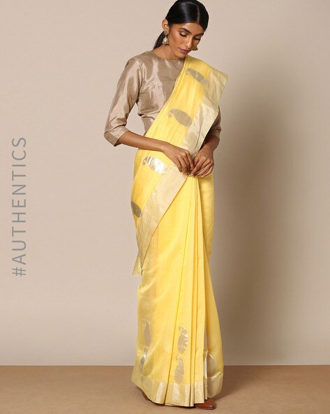 Sohum Sutras: Yellow Chanderi saree