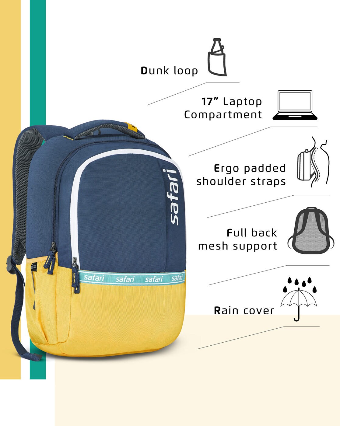 safari laptop bags with rain cover