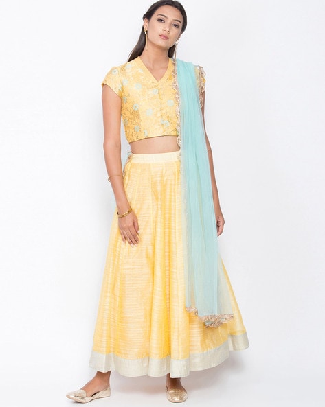 Buy Blue Chanderi Hand Work Lehenga Choli Online - LEHA2143 | Appelle  Fashion