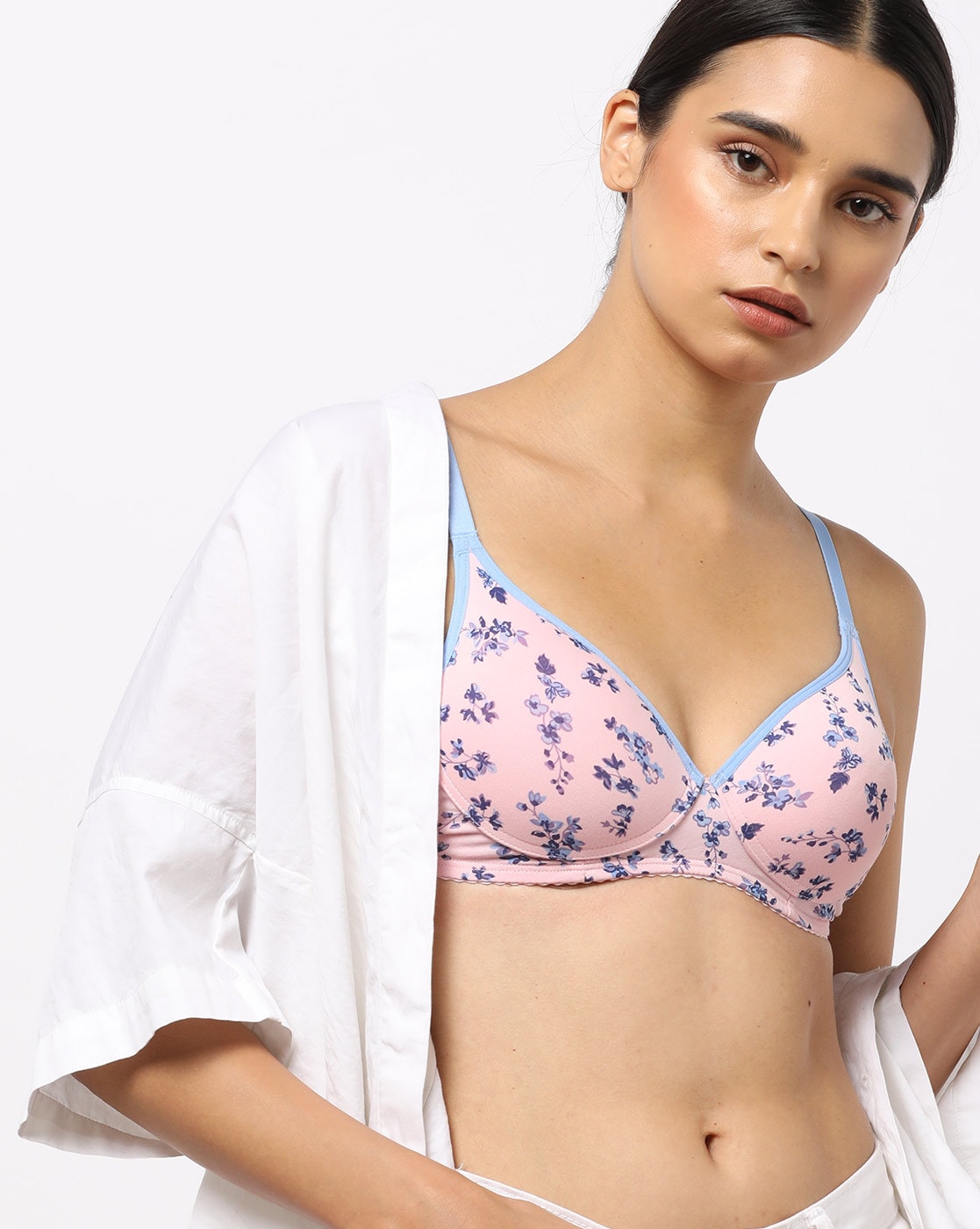 Floral Print Cotton Padded Non-Wired Bra