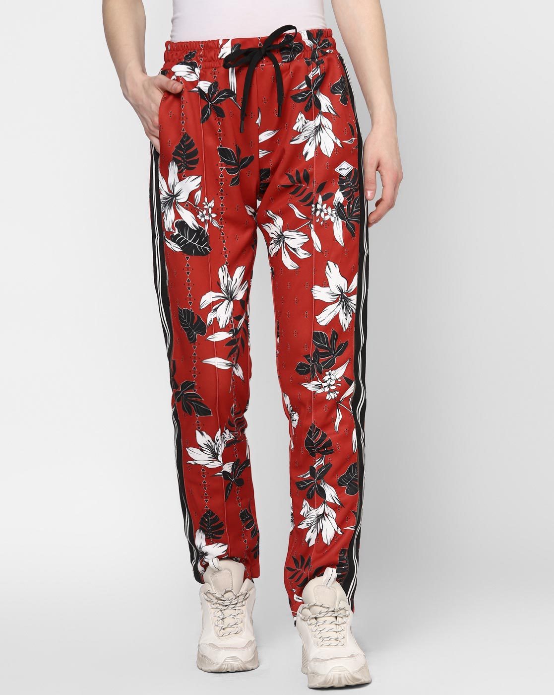 Trousers  Tall Black Red Pink Floral Wide Leg Trousers  Wallis