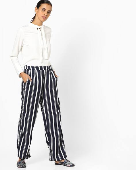 Buy Navy \u0026 White Trousers \u0026 Pants for 