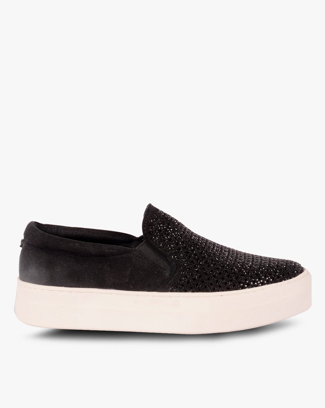 all black steve madden slip ons