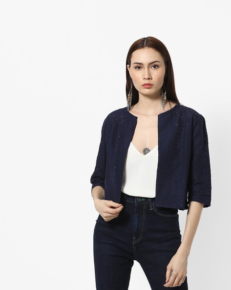 Navy blue store shrugs online