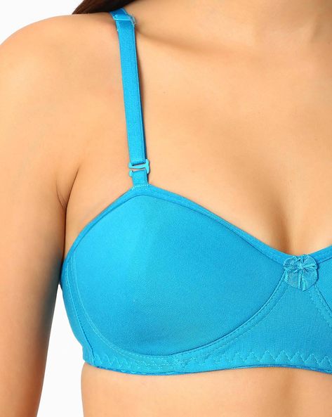 Buy CLOVIA Blue Padded Non-Wired Demi Cup Multiway T-shirt Bra in Turquoise  Blue - Cotton