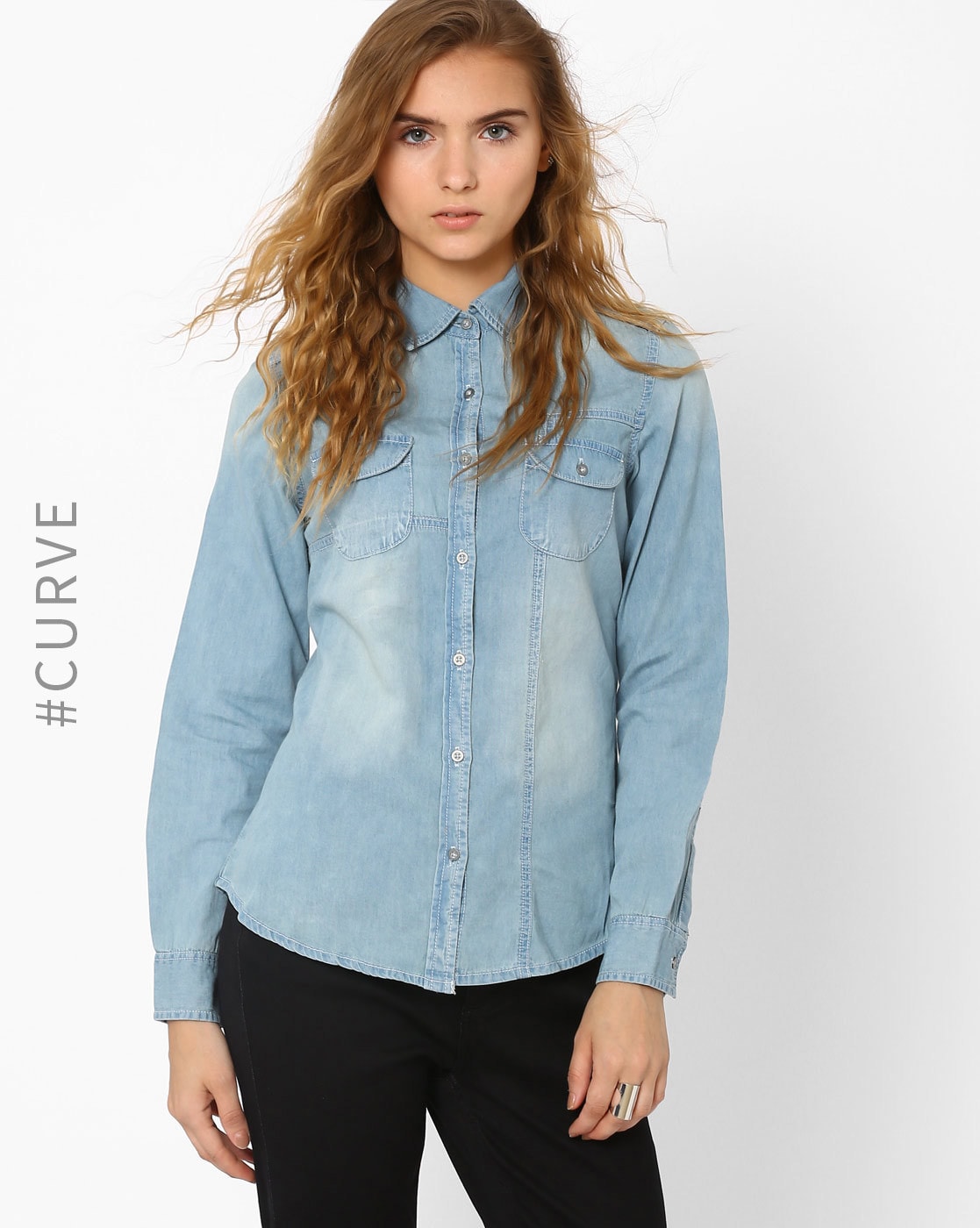 Boxy Denim Shirt - Light Wash | James Perse Los Angeles