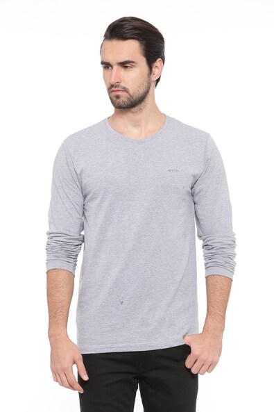 Buy Grey WITH Slim Fit Crew- Neck T-shirt | AJIO