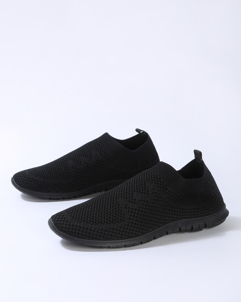 black mesh slip on shoes