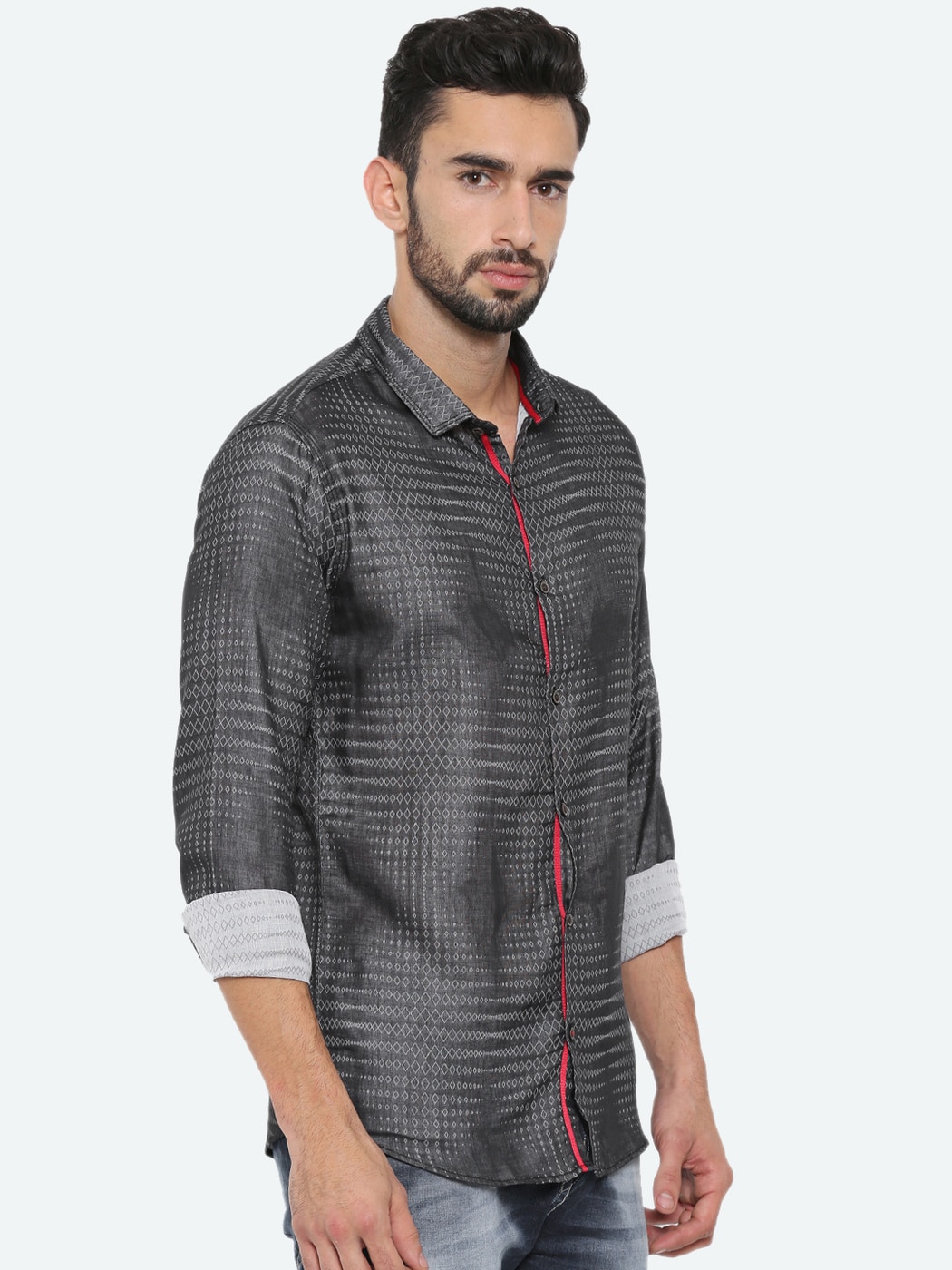 Buy Black With Geometric Shirt 