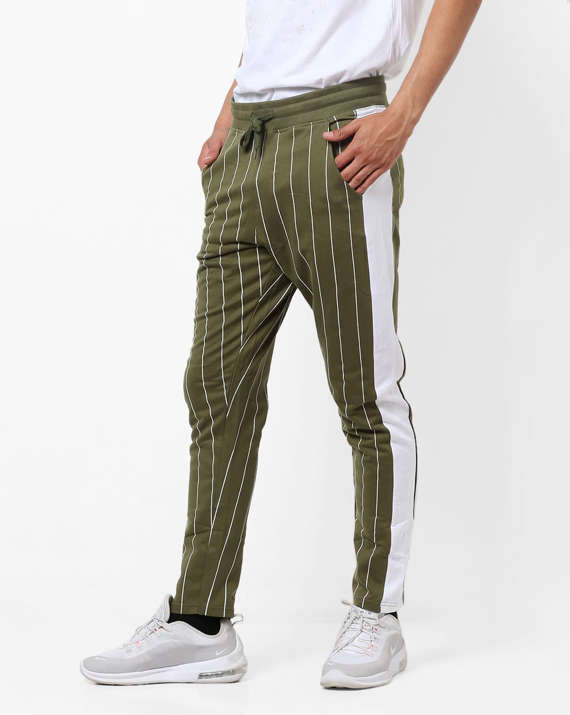 Buy Olive Green White Track Pants for Men by Garcon Online
