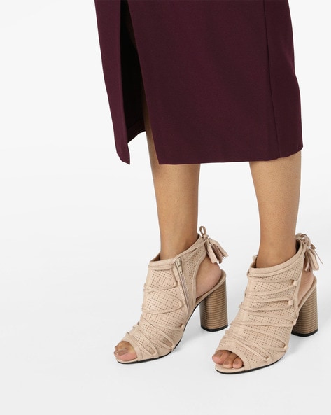 Nude heel shops booties