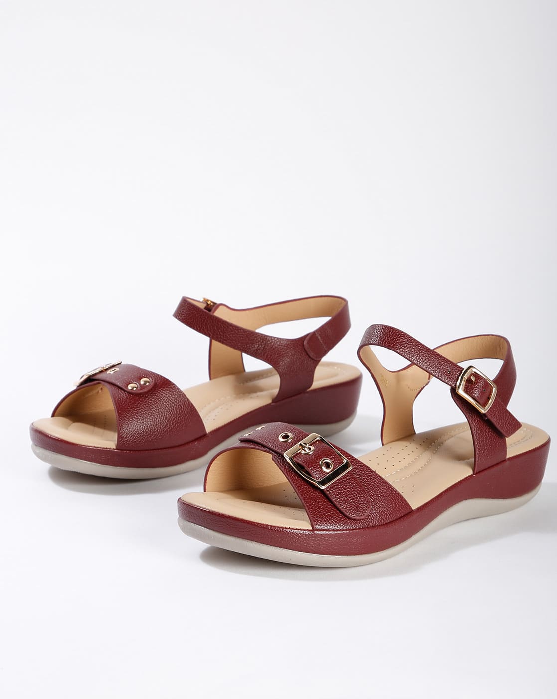 burgundy strappy sandals