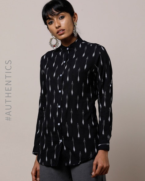 Handloom Cotton Black Tunic Shirt