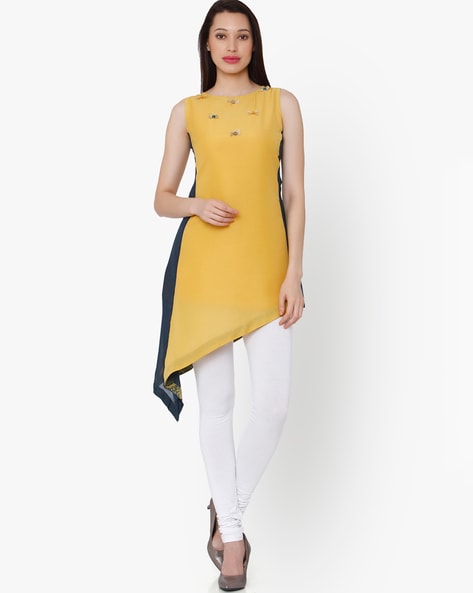 Buy Raisin Womens Yellow Cotton Long Sleeve Printed Kurti online   Looksgudin