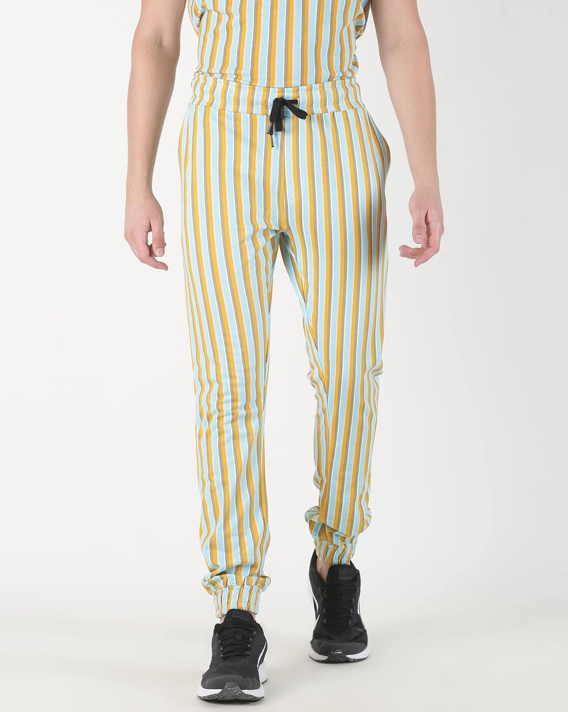 blue striped joggers