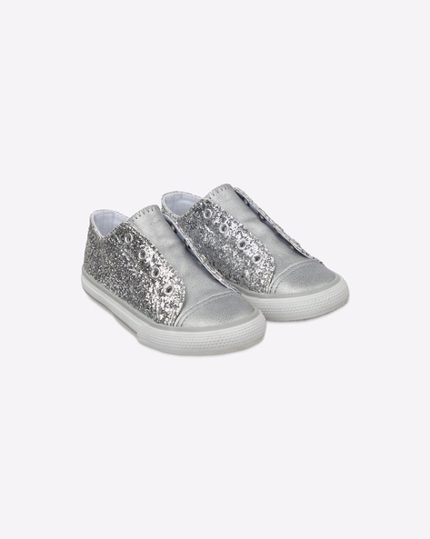 Stylish Miu Miu Silver Crystal Sneakers