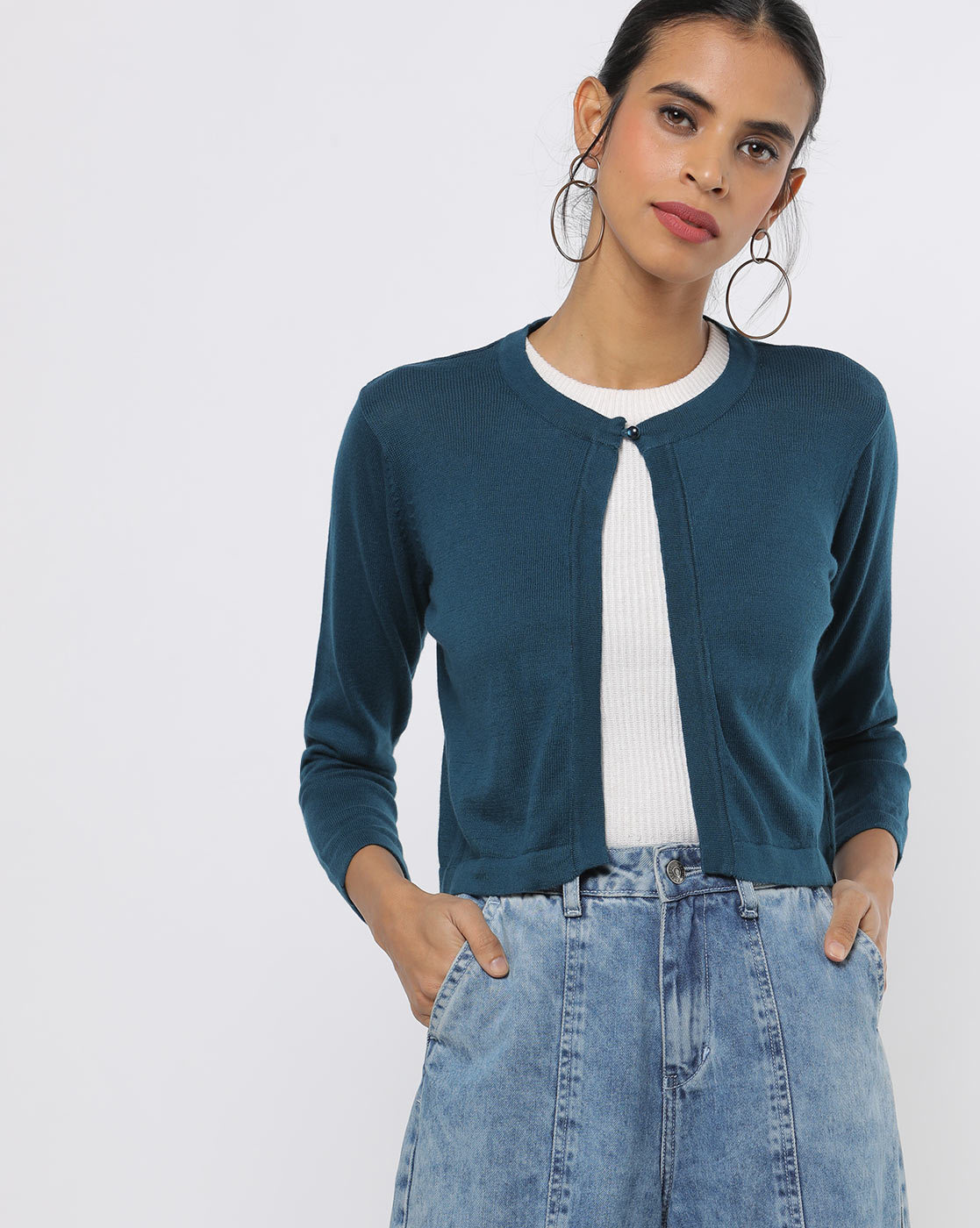 teal shrug cardigan