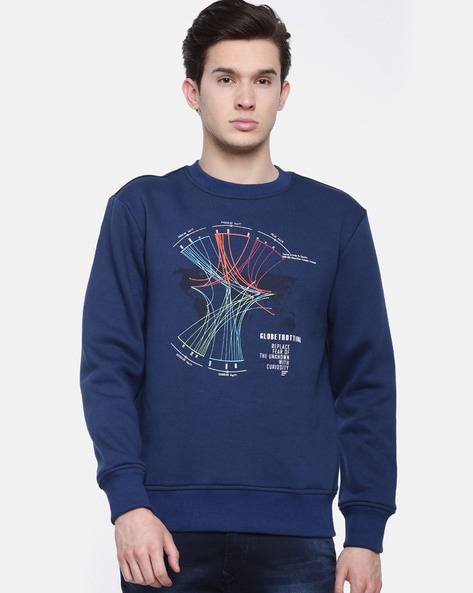 blue graphic sweatshirt