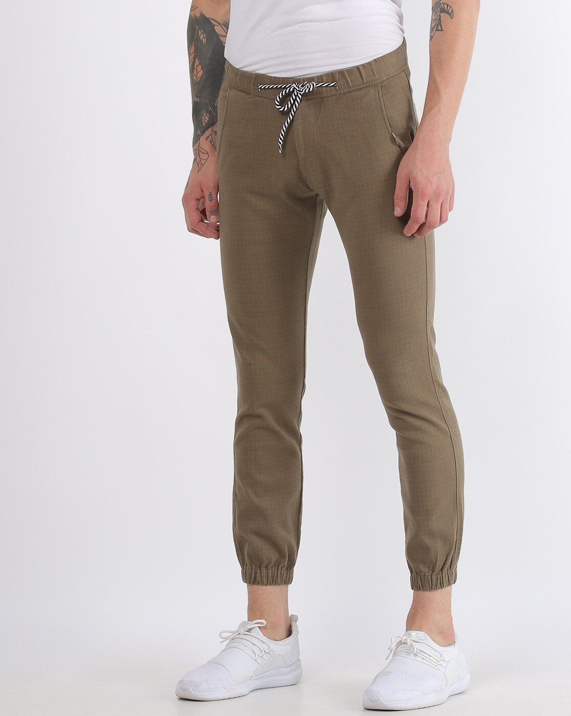 slim fit khaki joggers