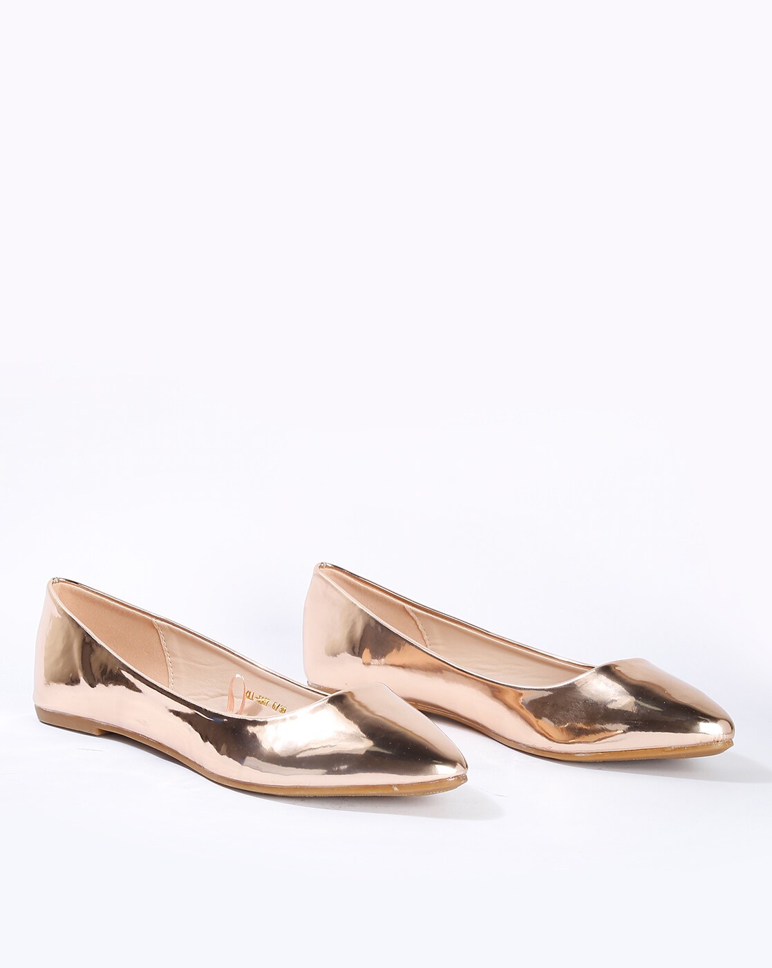 gold pointed toe flats