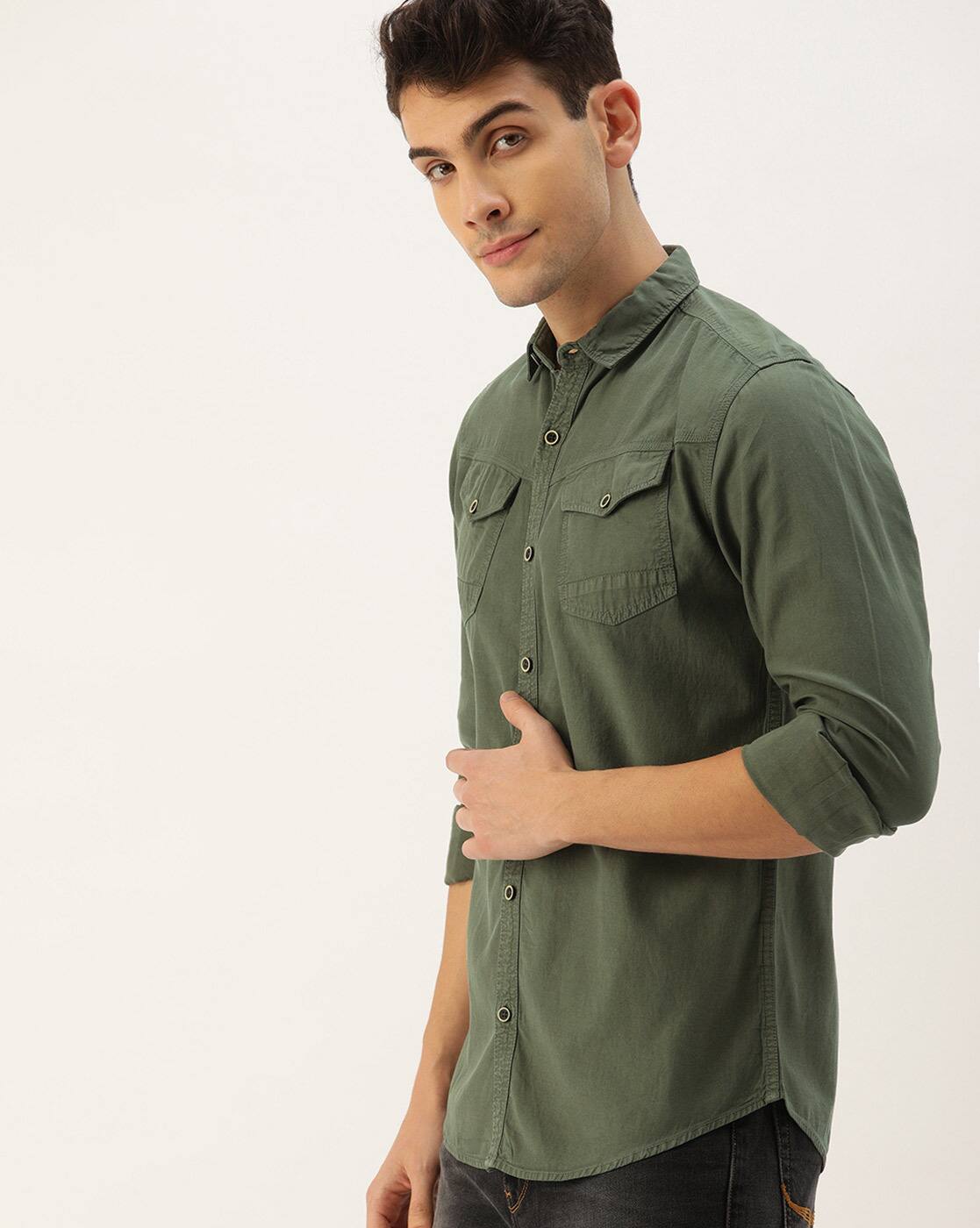 Buy Olive Green Shirts for Men by iVOC 