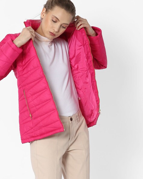 pink women's jacket with hood