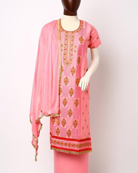 Embroidered 3-piece Dress Material Price in India