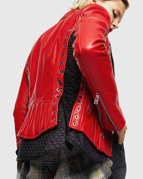 Diesel red leather jacket hotsell