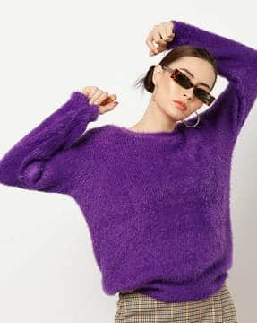 Buy Purple Sweaters u0026 Cardigans for Women by FIG Online | Ajio.com