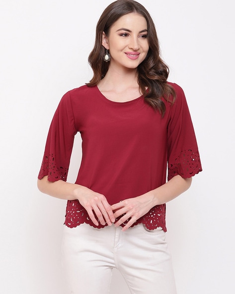 Round-Neck Top with Cutouts