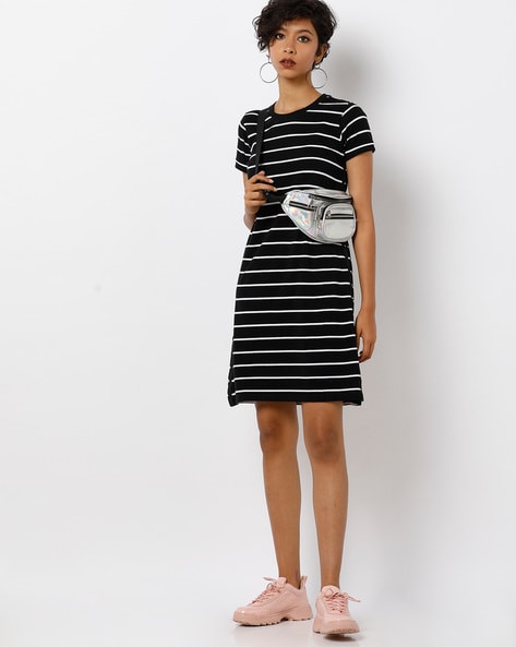 black and white shift dress