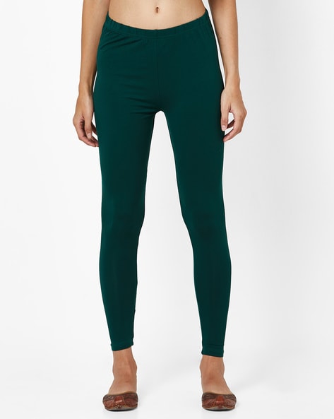 Buy Go Colors Women Green Solid Churidar Length Leggings - Leggings for  Women 816068 | Myntra
