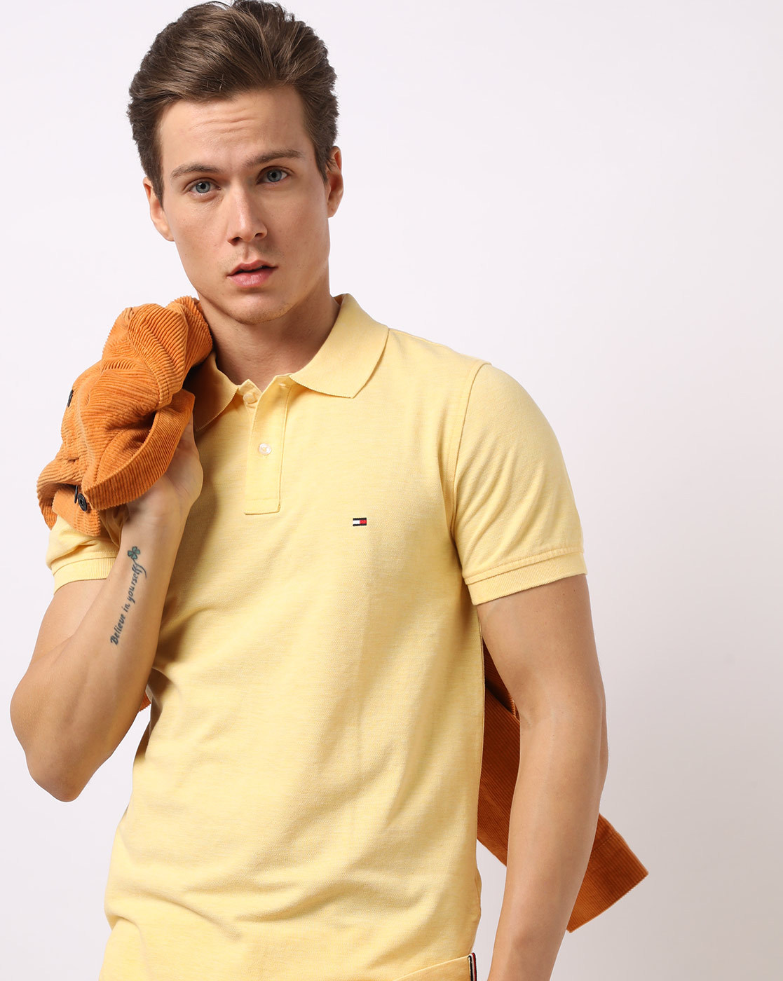 tommy hilfiger yellow polo t shirt