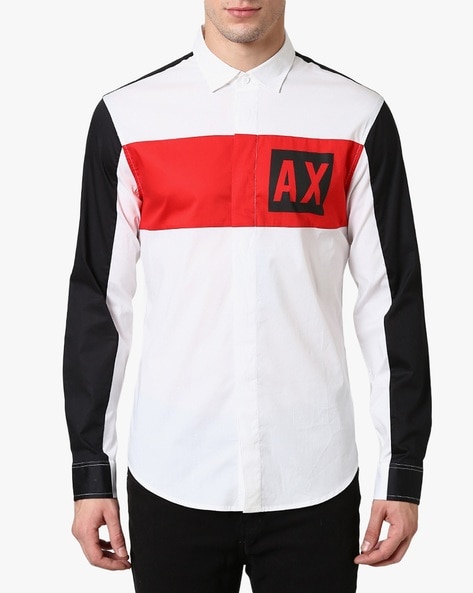 black and white armani exchange shirt
