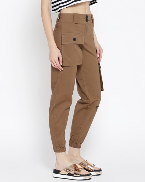 women solid relaxed fit cargo