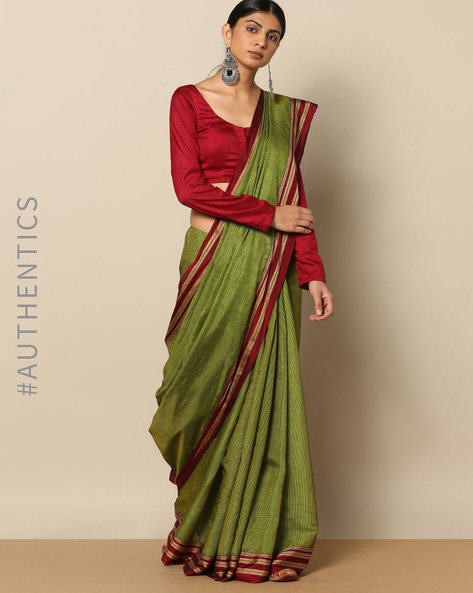 Buy ILKAL Solid/Plain Ilkal Pure Cotton, Cotton Silk Green Sarees Online @  Best Price In India | Flipkart.com