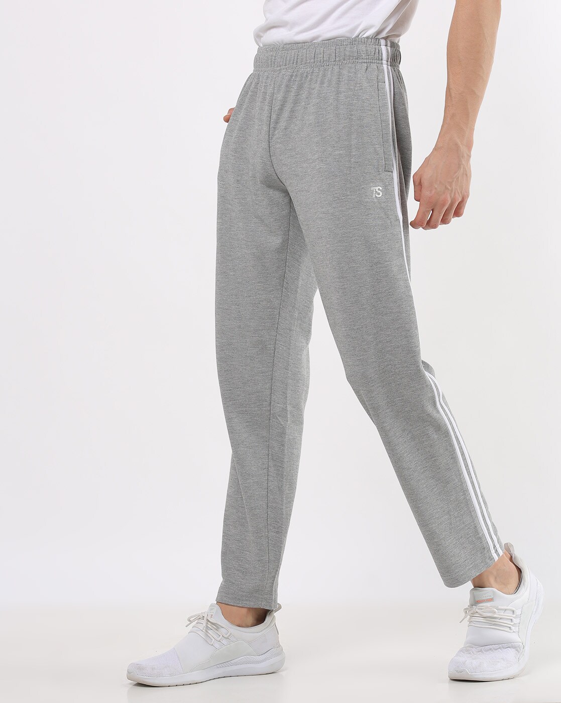 gray track pants