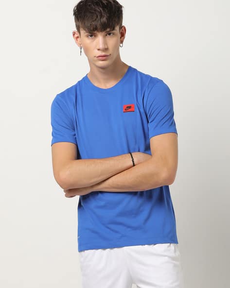 white royal blue nike shirt