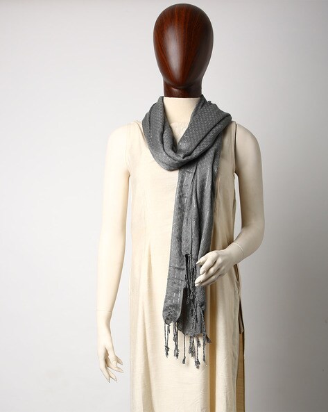 Textured Scarf with Fringe Tassels Price in India