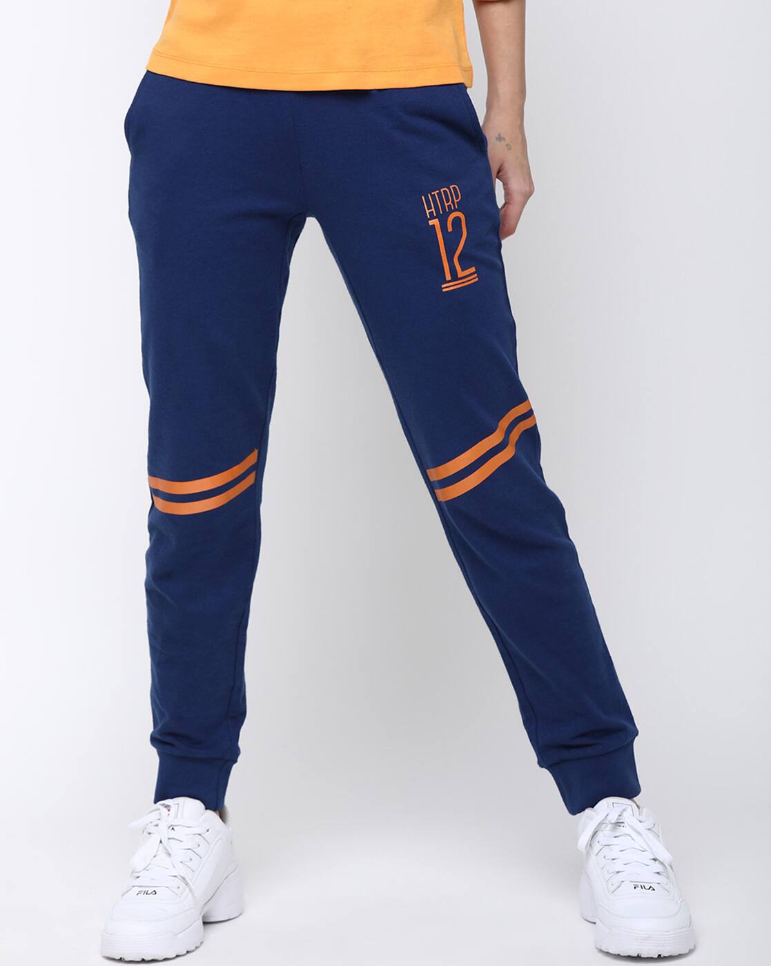 navy blue cuffed track pants