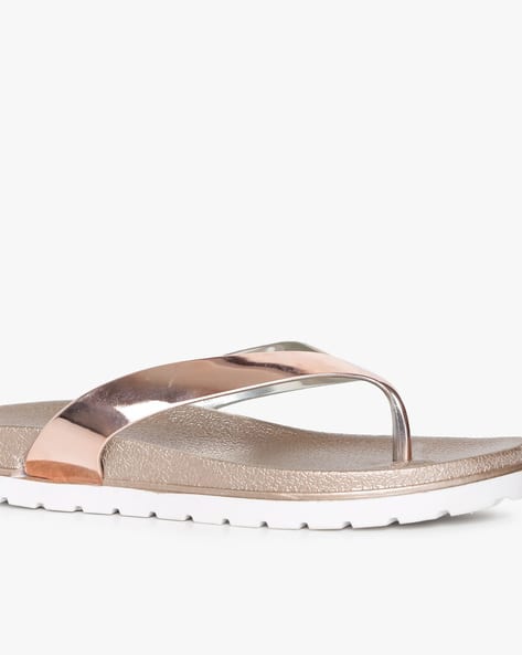 Metallic Thong-Style Slippers