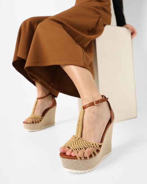 Tan best sale high wedges