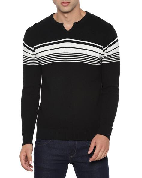 black and grey striped sweater mens