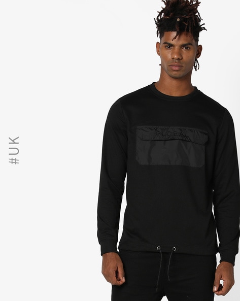 crew neck sweatshirt with chest pocket