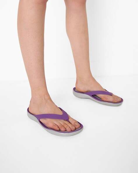 purple crocs flip flops