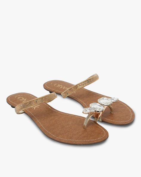 Buy Brown \u0026 Gold Flat Sandals for Women 