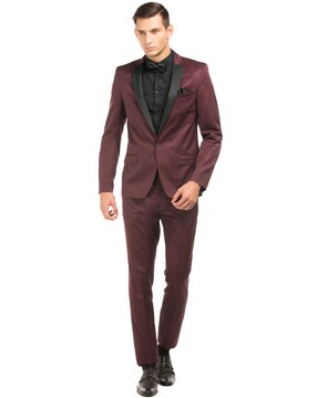 dark red slim fit suit